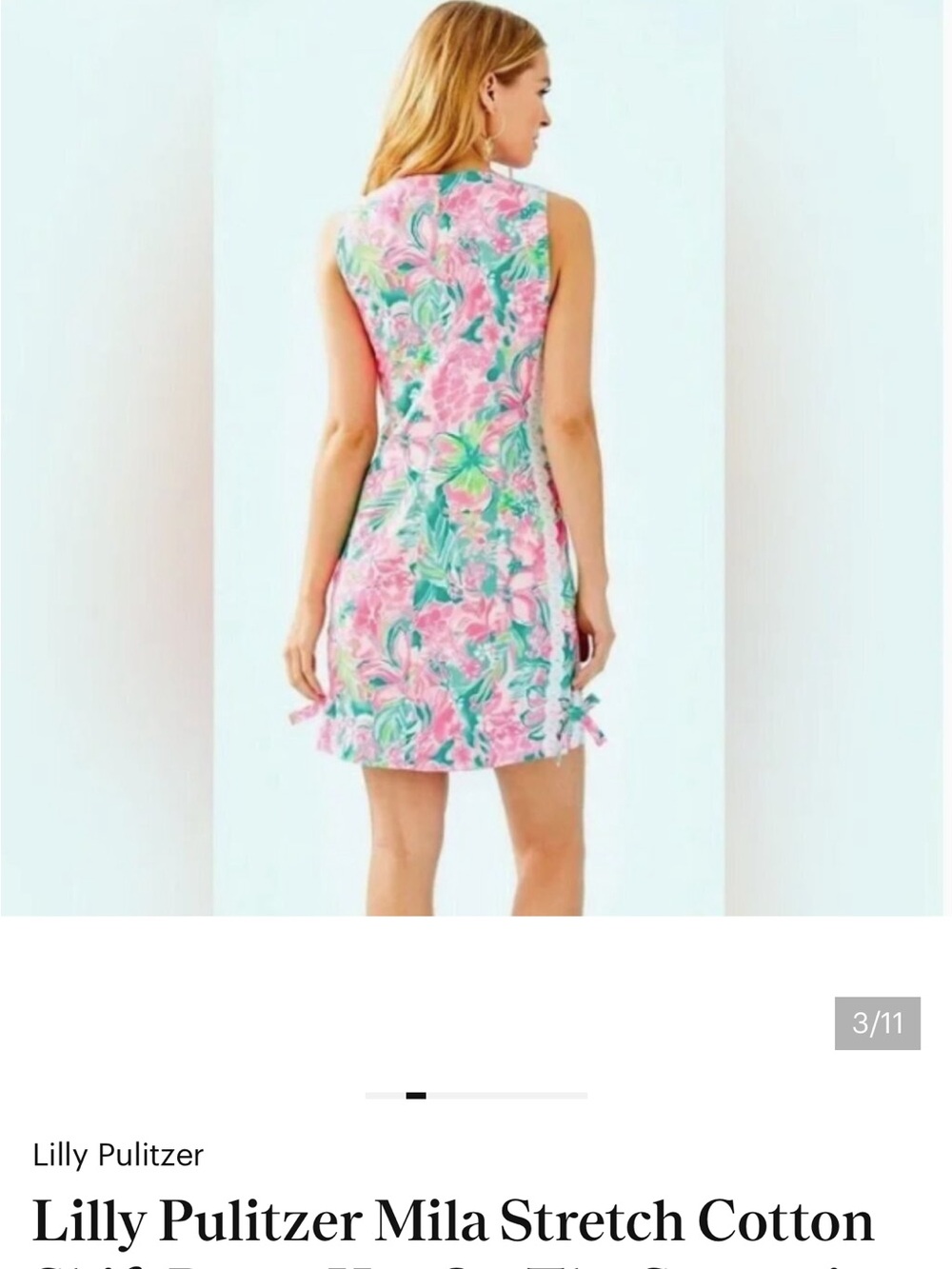 Lilly Pulitzer Sleeveless Pink & Green Floral Shift Dress